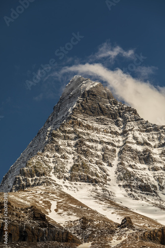 Mount Robson Peak with snow and cloud