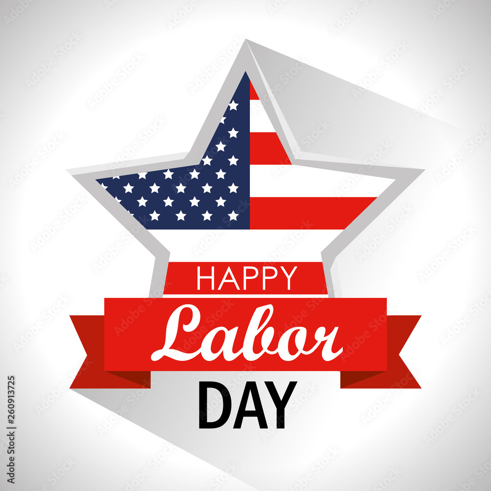 star usa flag and ribbon to labor day
