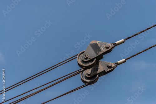 Metal pulley with sling.