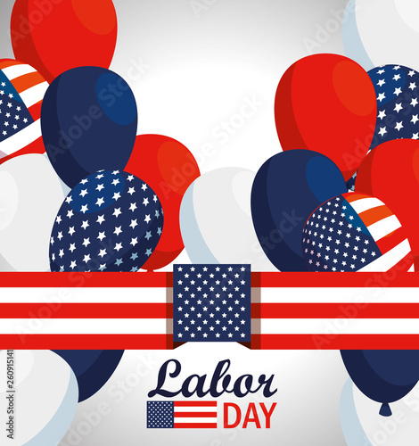 usa flag and balloons to labor day celebration