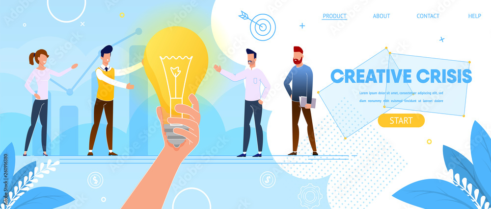 Creative Crisis. People Stand at Huge Light Bulb. Creative Crisis. People Stand at Huge Light Bulb.