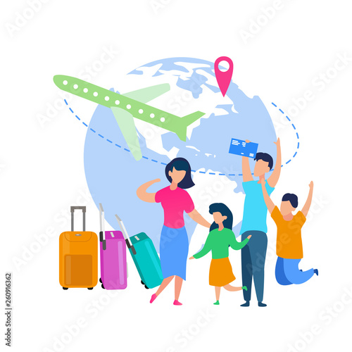 Family Summer Vacation Travel Flat Vector Concept