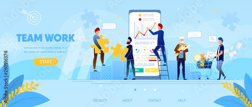 Business People Work Together at Huge Smartphone