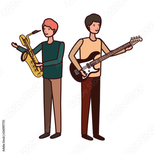 men with musical instruments character