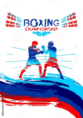 Vector illustration boxing, sport background in grunge style for banner, poster, invitation, booklet, flyer, postcard.	