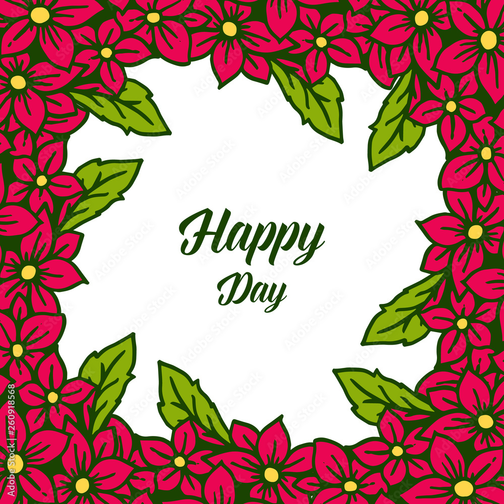 Vector illustration blossom flower frame with style writing happy day Vector illustration blossom flower frame with style writing happy day