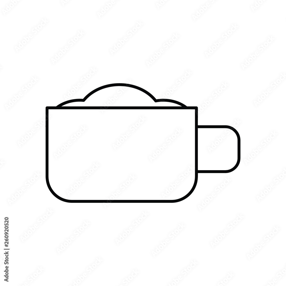 Mug with cappuccino. Coffee cup linear and full pictogram Mug with cappuccino. Coffee cup linear and full pictogram