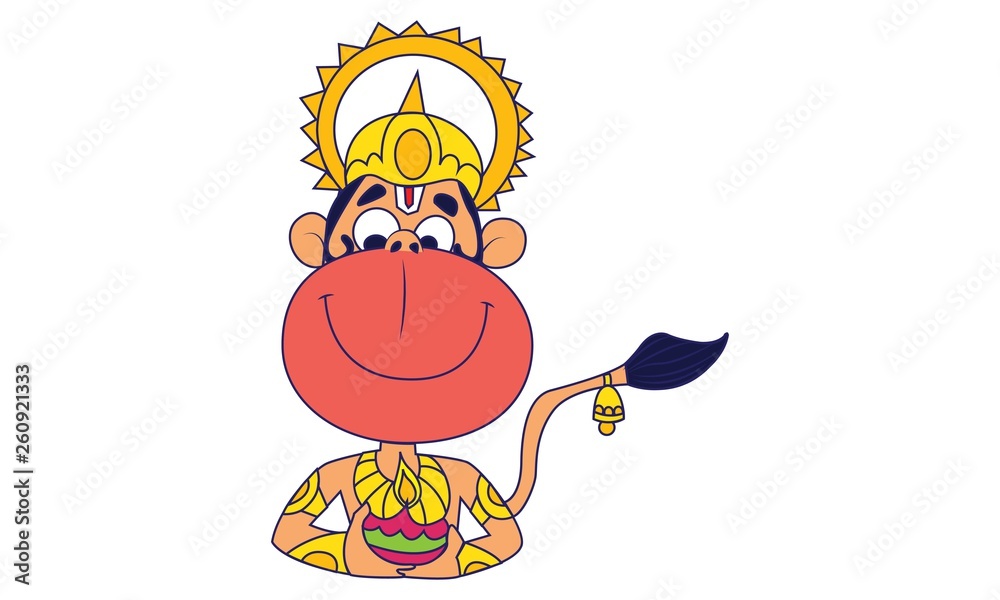 Vector cartoon illustration of Lord hanuman with deepak in hand. Isolated on white background. Stock Vector | Adobe Stock Vector cartoon illustration of Lord hanuman with deepak in hand. Isolated on white background. Stock Vector | Adobe Stock