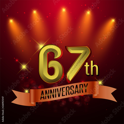 67th Anniversary, Party poster, banner and invitation - background glowing element. Vector Illustration