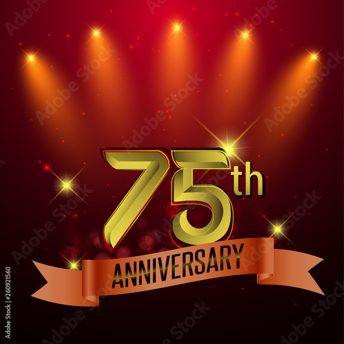 75th Anniversary, Party poster, banner and invitation - background glowing element. Vector Illustration