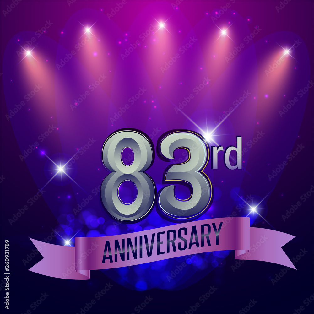 83rd Anniversary, Party poster, banner and invitation - background glowing element. Vector Illustration