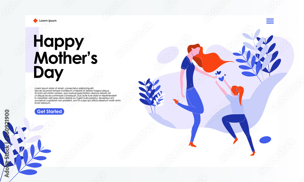 Mother's day illustration with landing page concept