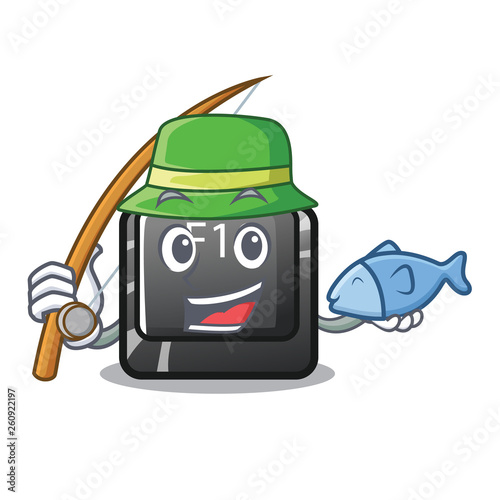 Fishing button f10 isolated with the cartoon