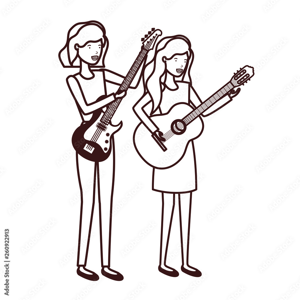 Fototapeta premium women with musical instruments character