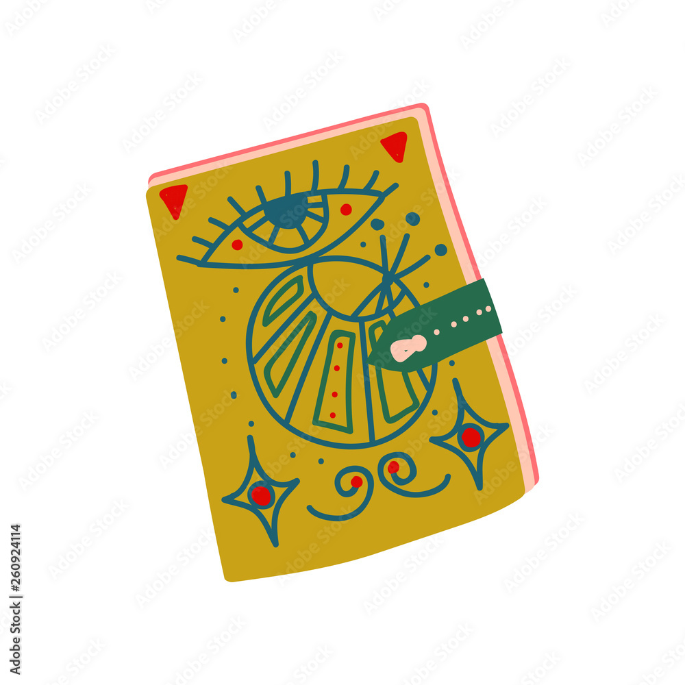 Obraz premium Witch Spell Book, Magic Object, Witchcraft Attribute Vector Illustration