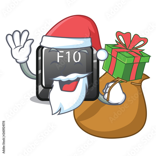 Santa with gift f10 button installed on cartoon computer photo