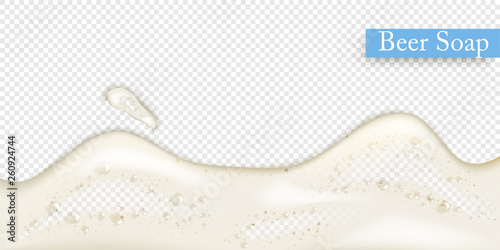 Realistic splash Beer foam 3d on transparent background.