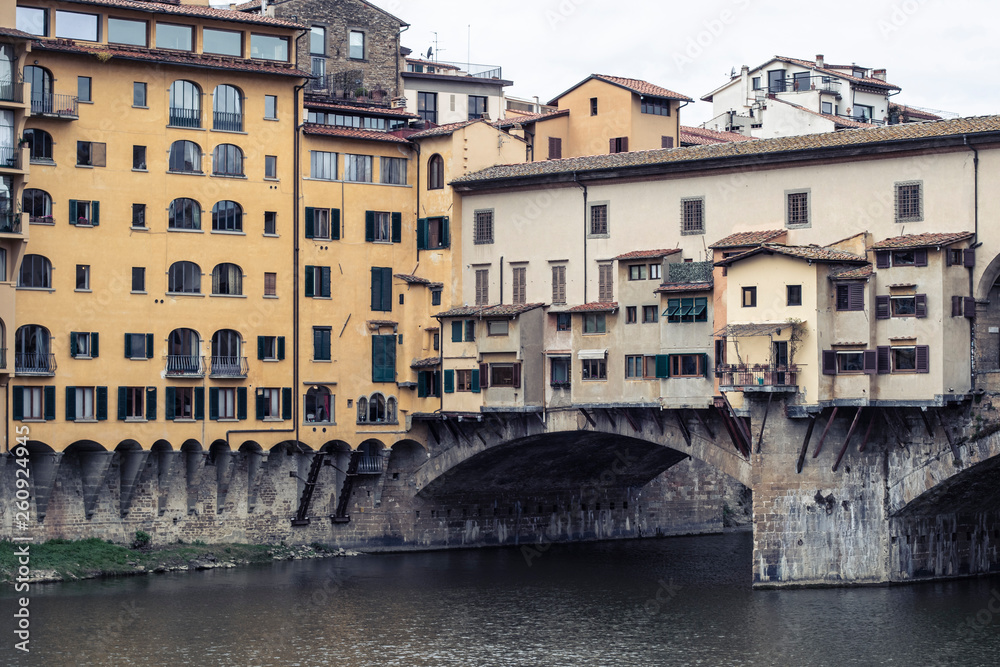 Fototapeta premium Ponte Vecchio famous landmark in Firenze, building side detail