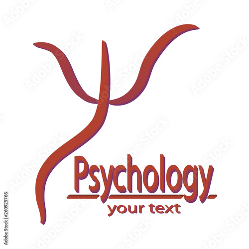 Psi Greek letter symbol. Inscription Psychology and space for your text.  Vector illustration