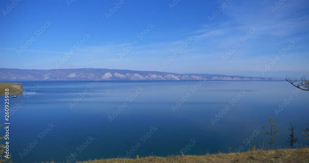 Amazing beautiful landscape of Baikal lake blue sky clean water in Olkhon Island, Irkutsk Russia Amazing beautiful landscape of Baikal lake blue sky clean water in Olkhon Island, Irkutsk Russia