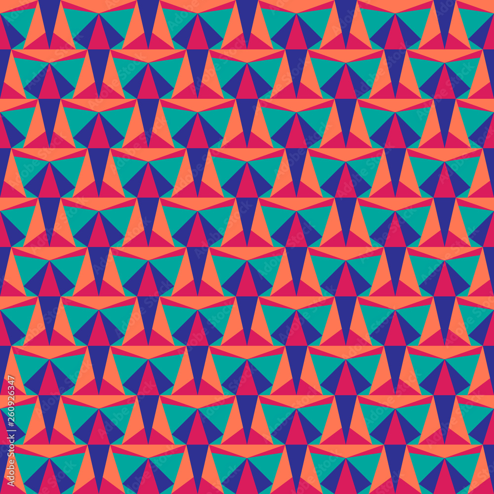 Geometric seamless pattern with triangles in bright colors. Vector texture Geometric seamless pattern with triangles in bright colors. Vector texture