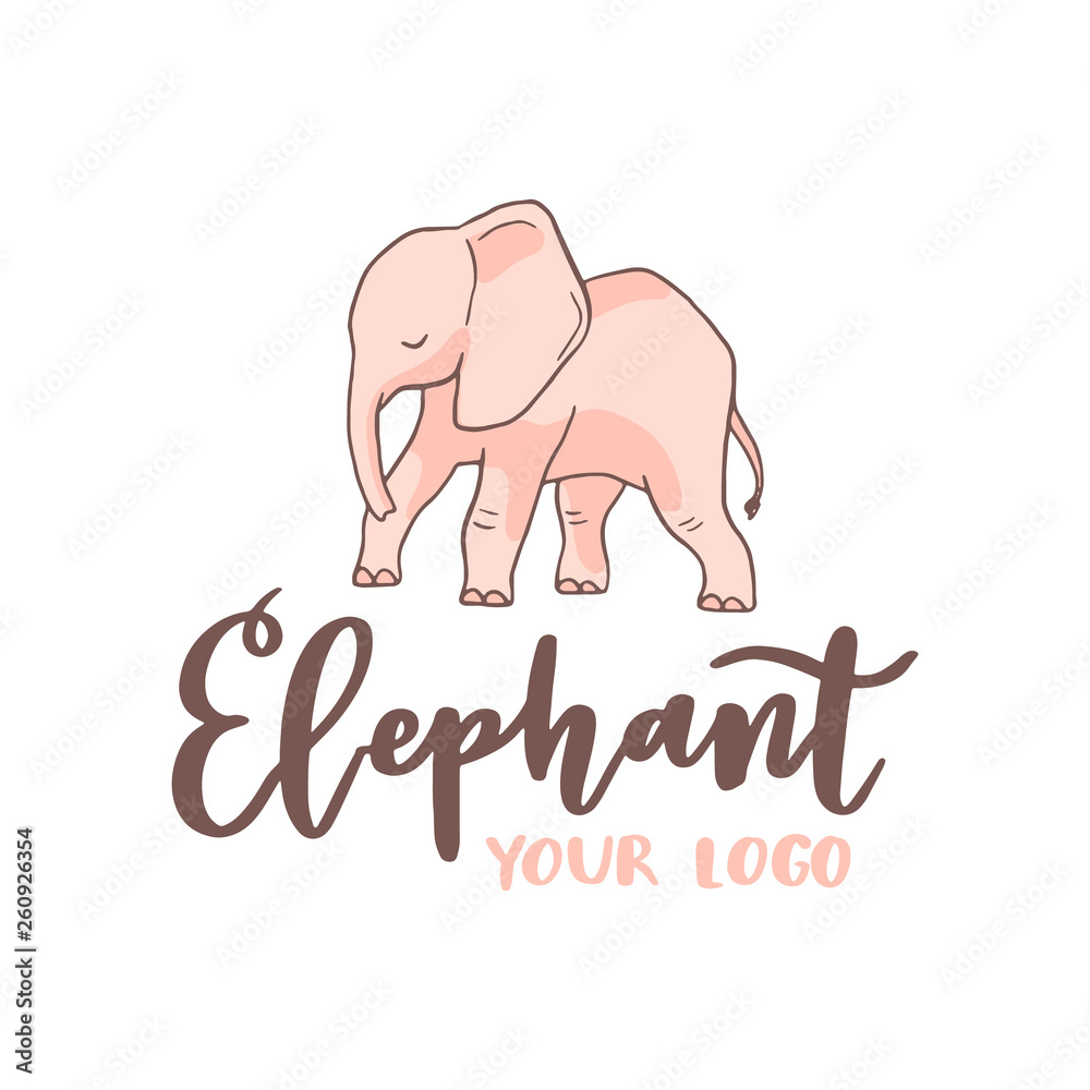 Cute baby elephant, design for your logo, isolated picture on white background, vector illustration  