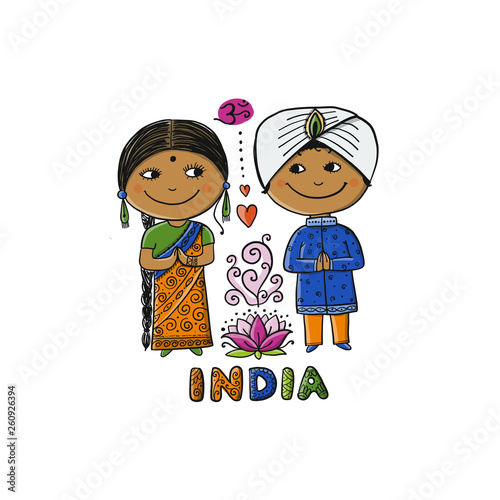 Indian people. Sketch for your design