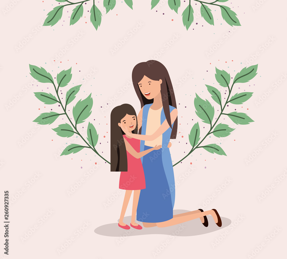 mothers day card with mother and daughter leafs crown