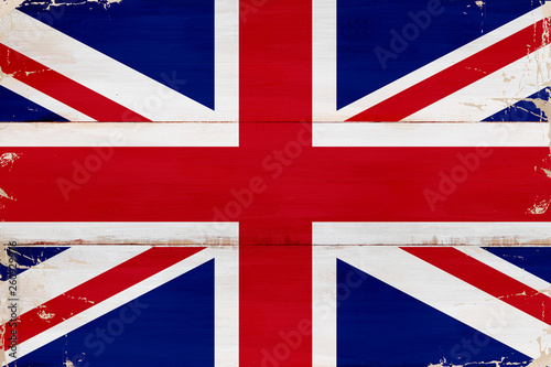 Flaga Wielkiej Brytanii namalowana na desce