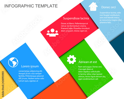 Vector Infographic Template with Color Paper Ribbons and place for your content