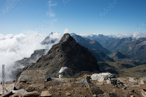Panorama of Monte Rosa massif near Punto Indren. Alagna Valsesia area, Italy