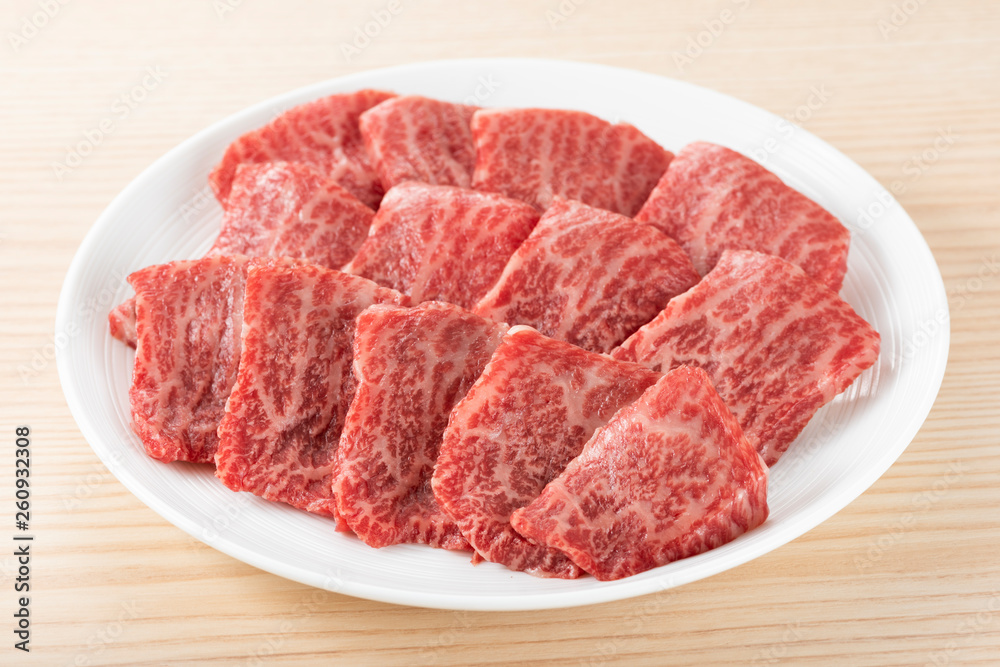 焼肉用の皿盛り肉 焼肉用の皿盛り肉