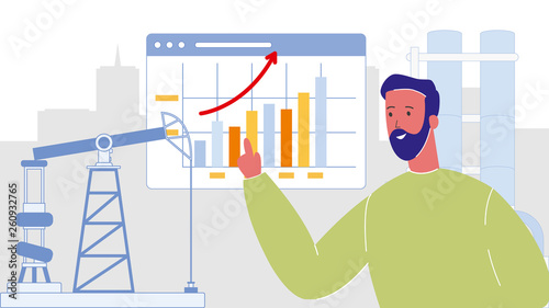 Oil Company, Businessman Flat Vector Illustration