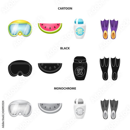 Isolated object of equipment and swimming symbol. Collection of equipment and activity stock vector illustration.