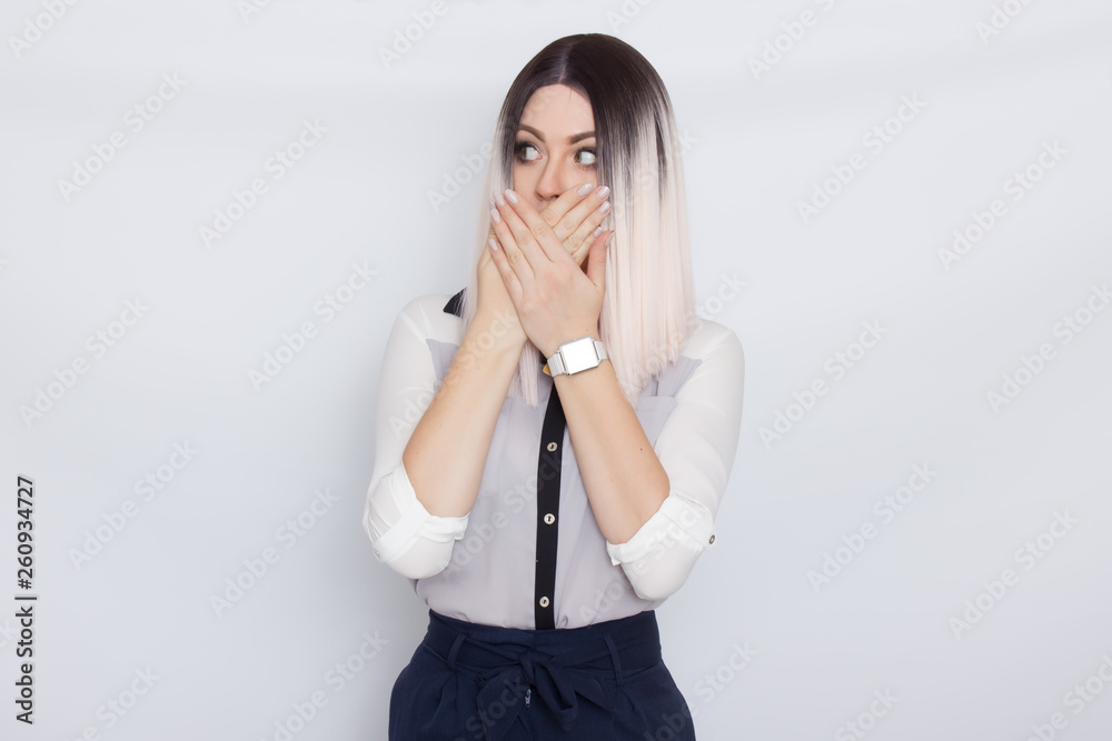 Blonde secretary woman over white background Blonde secretary woman over white background