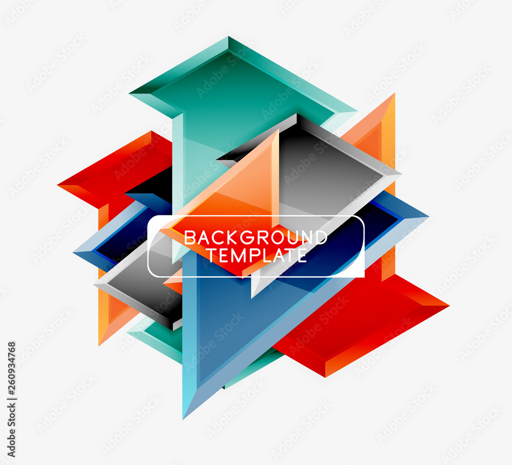 Bright colorful triangular poly 3d composition,abstract geometric background, minimal design, polygonal futuristic poster