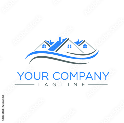 Roof, Home, House, Construction, architecture, apartment, duplex, Properties, dormitoriy, dwellings, mortgage, real estate developer logo Design Vector Illustration