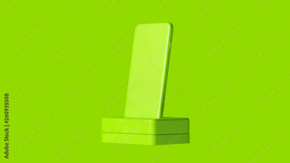 Lime Green Mobile Phone and Charger 3d illustration 3d rendering Lime Green Mobile Phone and Charger 3d illustration 3d rendering