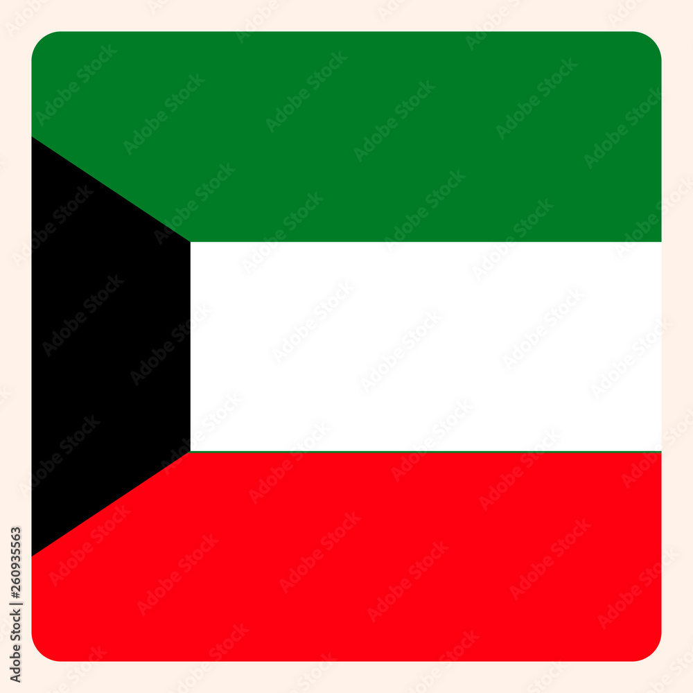 Naklejka premium Kuwait square flag button, social media communication sign, business icon.