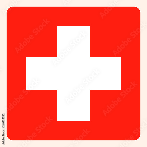 Switzerland square flag button, social media communication sign, business icon.