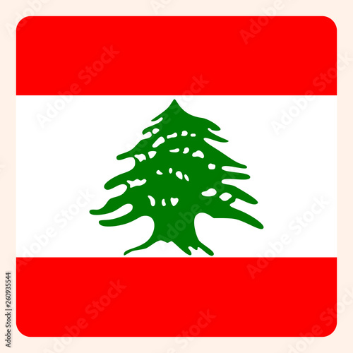Lebanon square flag button, social media communication sign, business icon.