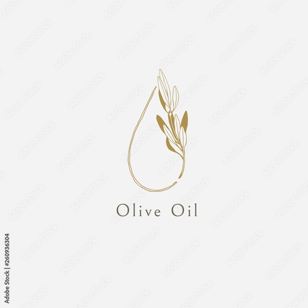 Olive Oil Drop Logo. Vector Symbol with Olive Branch and Shape of Oil Drop. Olive Oil Drop Logo. Vector Symbol with Olive Branch and Shape of Oil Drop.