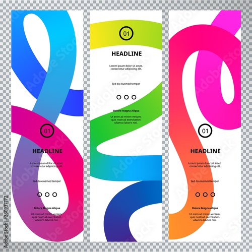 Vertical Banners with Abstract Colorful Dynamic Shapes. Vector Bright Backgrounds Design