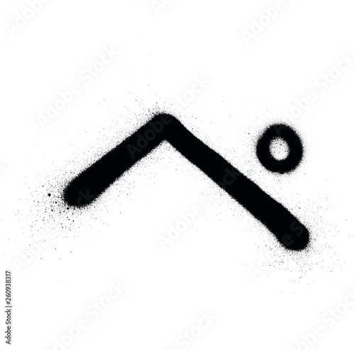 graffiti japanese PE character sprayed in black over white