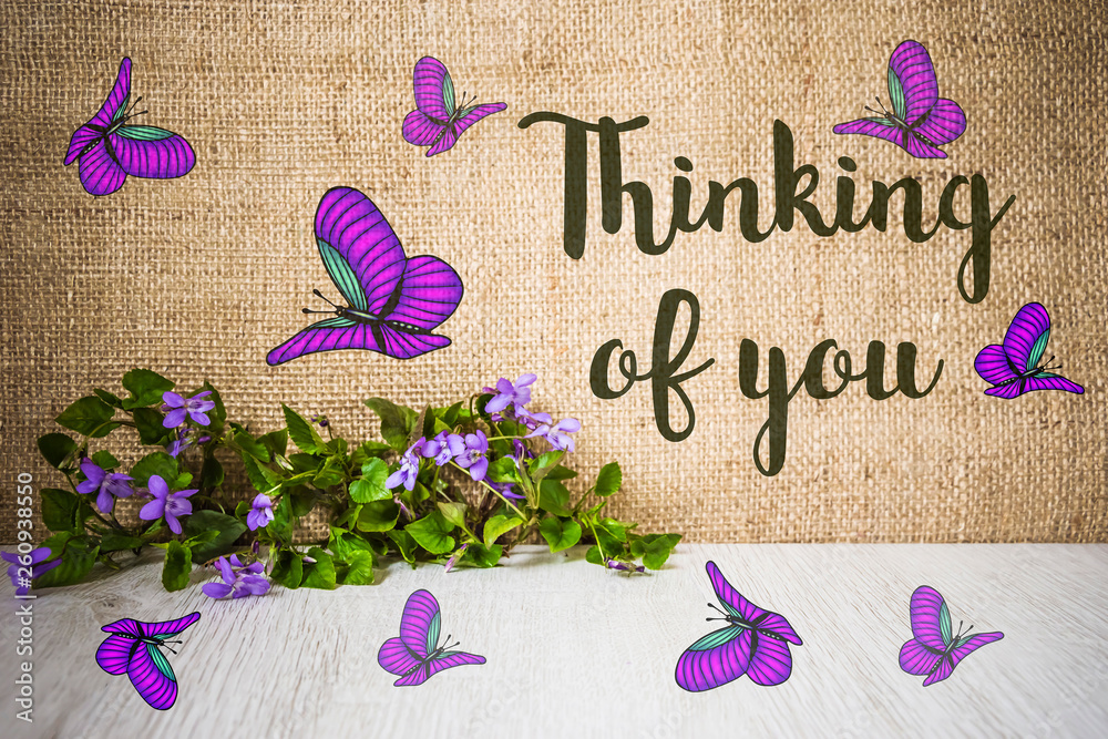 Thinking of you card. background with violets Stock Photo Adobe Stock