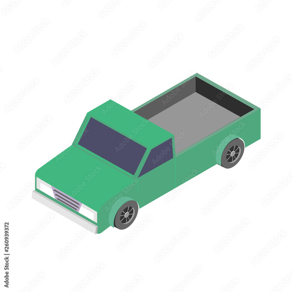 Isometric car icon. 3d vector illustration of pickup truck isolated on white background. Isometric car icon. 3d vector illustration of pickup truck isolated on white background.