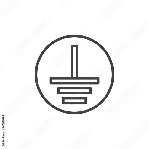 Electric grounding line icon. Protective Earth Ground linear style sign for mobile concept and web design. Ground terminal outline vector icon. Mandatory symbol, logo illustration. Pixel perfect 