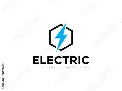 electric thunder storm logo and icon vector illustration design template
