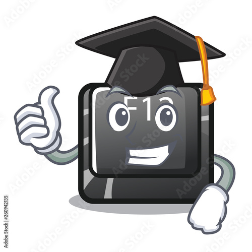 Graduation button f12 isolated in the character