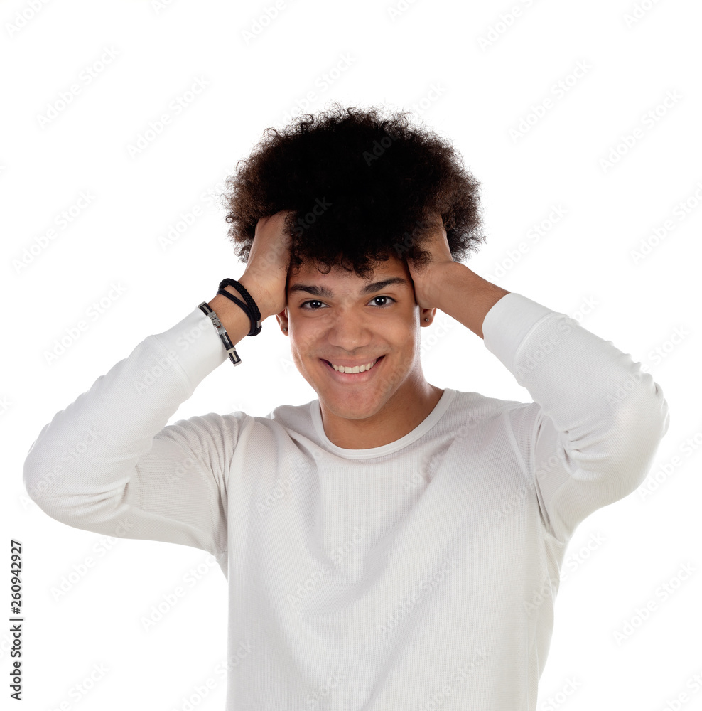Surprised guy with afro hairstyle Surprised guy with afro hairstyle